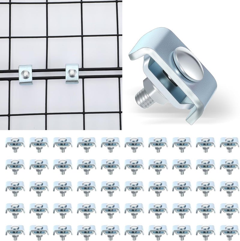 AojSup 50 Pack Splice Washer Kit, Reinforced Joint Clamp Grid Wall Clips, Cord End Connector for Mesh Cable Tray Wire Shelf Kit, Steel Bracket Hardware Fit 4mm-6mm Dia. Basket Cable - Image 1